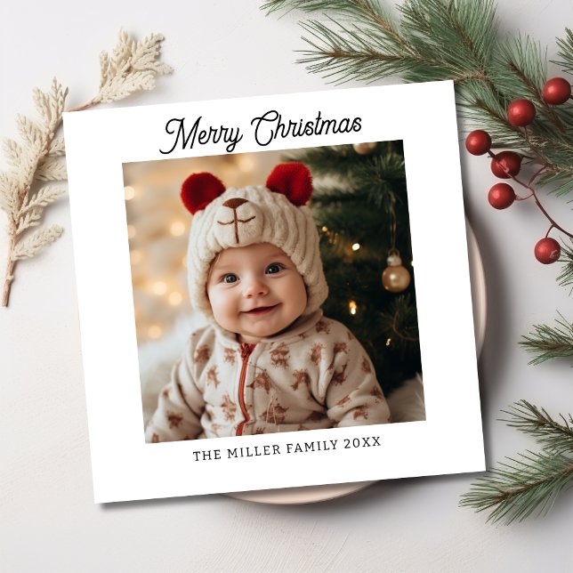 Modern Christmas Stylish Minimalist Script Elegant Holiday Card (Modern Christmas Stylish Minimalist Script Elegant Holiday Card-Front)