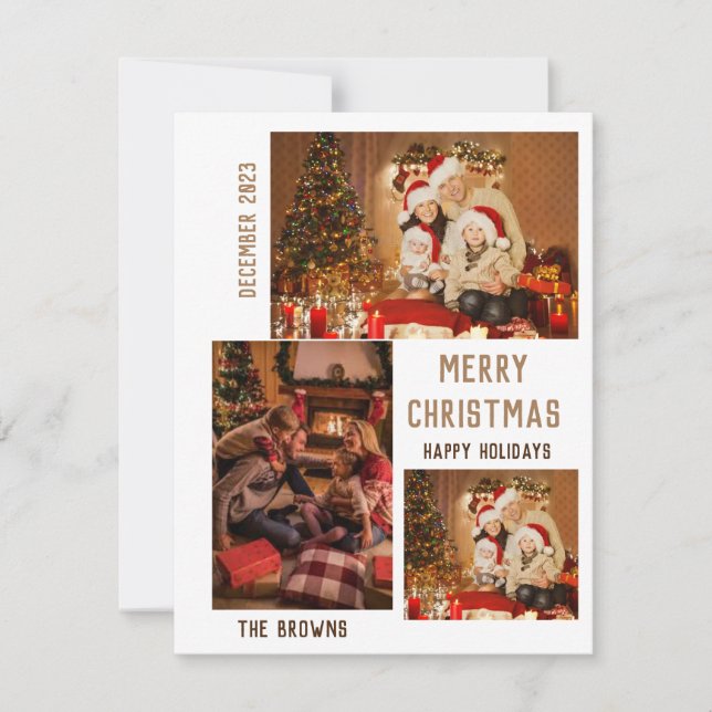 Modern Christmas Stylish Minimalist Script Family  Card (Front)