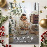 Modern Christmas Stylish Minimalist Script Family Holiday Card<br><div class="desc">Simple, stylish custom photo "happy holidays" christmas card with modern minimalist handwritten script typography and a simple black gradient on a elegant chic gold background. The photo and text can easily be personalized for a design as unique as your special family! The image shown is for illustration purposes only to...</div>