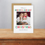 Modern Christmas Stylish Minimalist Script Family  Holiday Card<br><div class="desc">Simple, stylish custom photo "merry & bright" christmas card with modern minimalist handwritten script and blod typography and a simple chrip white background , The photo and text can easily be personalized for a design as unique as your special family! The image shown is for illustration purposes only to be...</div>