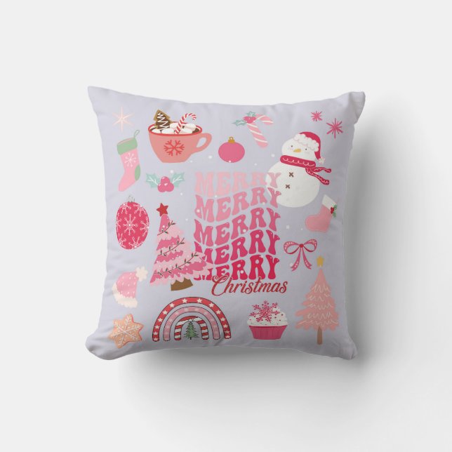 Modern Christmas Throw Pillow (Front)