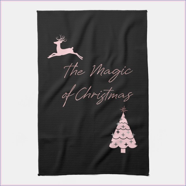 Modern Christmas Tree and Reindeer Kitchen Towel (Creator Uploaded)