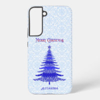 Modern Christmas Tree Blue Personalized