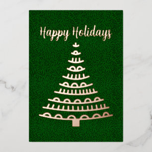 Modern Christmas Tree Business Foil Holiday Card