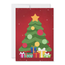 Modern Christmas Tree Colourful Gifts and Gold Sta