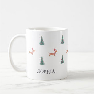 Modern Christmas Tree Dachshund Pattern  Coffee Mug