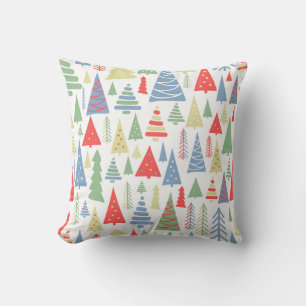 Modern Christmas Tree Farm Throw Pillow