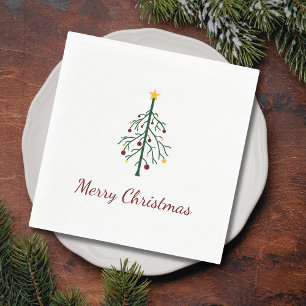 Modern Christmas Tree Festive Holiday Party Napkin
