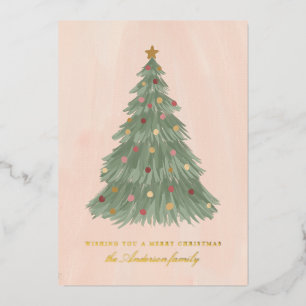 Modern Christmas Tree Gold Foil Holiday Card