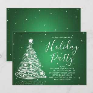 Modern Christmas Tree Green Holiday Party Invitation