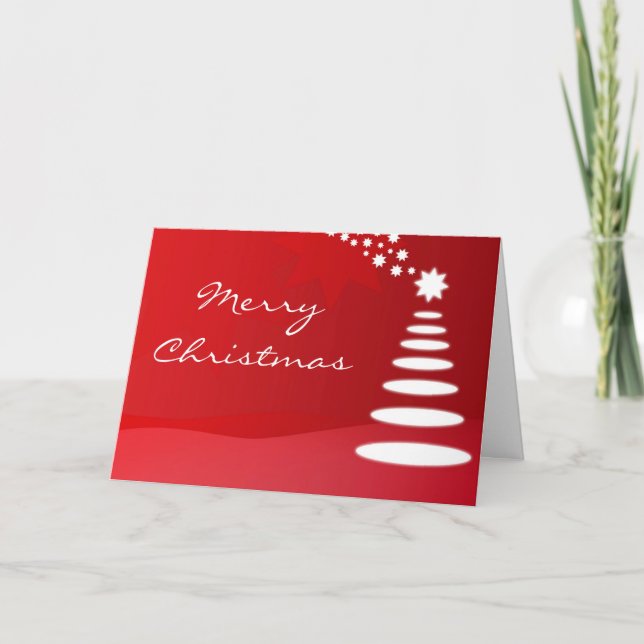 Modern Christmas Tree Greeting Holiday Card (Front)