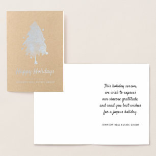 Modern Christmas Tree   Happy Holidays Greetings Foil Card