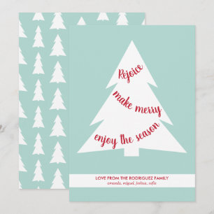 Modern Christmas Tree Holiday Script on Mint Green Card