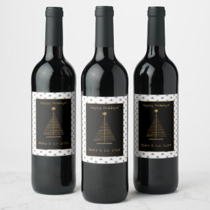 Modern Christmas Tree Holiday Wine Label