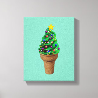 Modern Christmas Tree Ice Cream Art Canvas Print