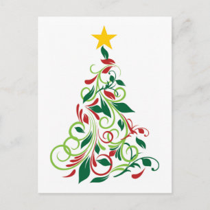 Modern Christmas tree Illustration Holiday Postcard