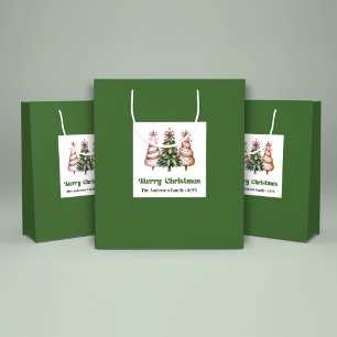 Modern Christmas Tree Leopard Print Gift Bag Custo