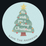 Modern Christmas Tree Merry Christmas Classic Round Sticker<br><div class="desc">"We wish you a Merry Christmas" modern cute Christmas tree art.</div>