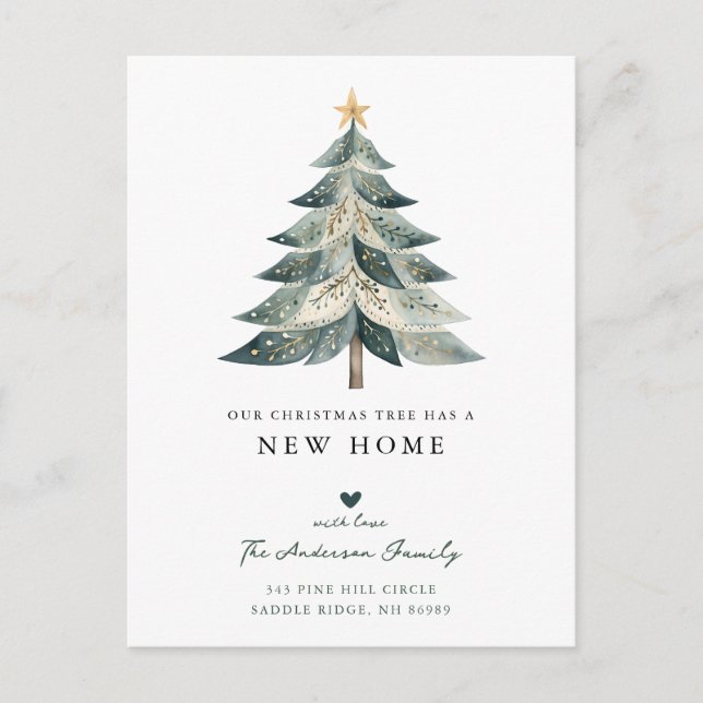 Modern Christmas Tree Moving Announcement Postcard (Front)