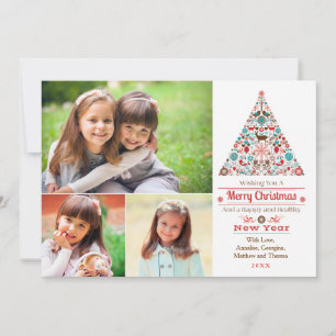 Modern Christmas Tree Multi Photo Holiday Card