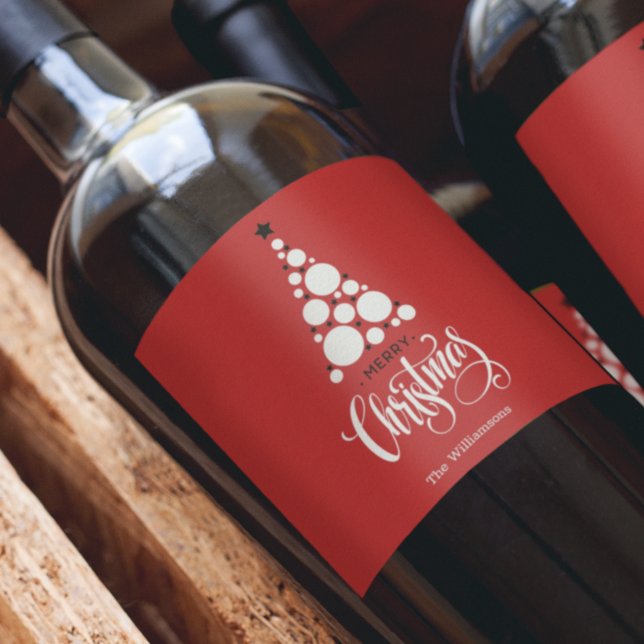 Modern Christmas Tree on Red Wine Label (Creator Uploaded)
