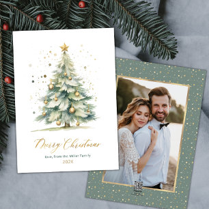 Modern Christmas Tree One Photo Christmas Cards