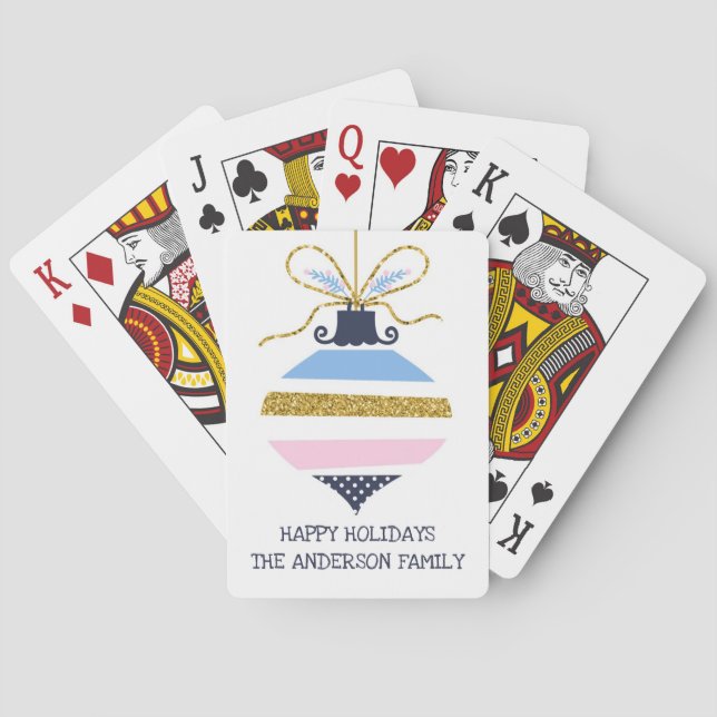 Modern Christmas Tree Ornament Playing Cards (Back)