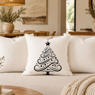 Modern Christmas Tree Outline Decorative Throw Pil Pillow