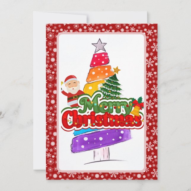 Modern Christmas Tree Painting Colorful Holiday Card (Front)
