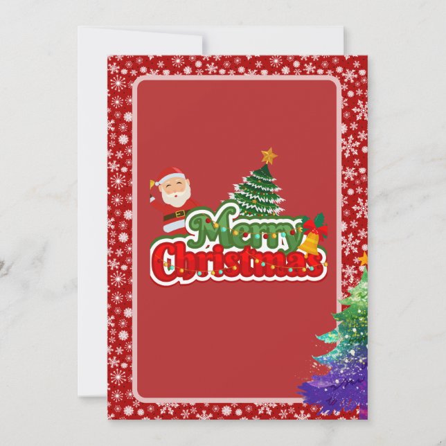 Modern Christmas Tree Painting Colorful Holiday Card (Front)