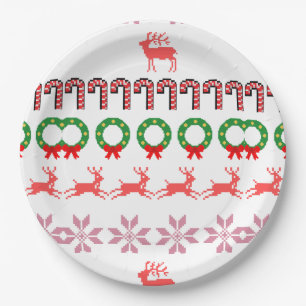 Modern Christmas Tree Painting Colorful Paper Plate