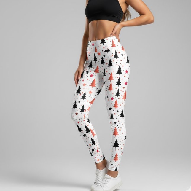 Modern Christmas Tree Pattern Leggings with Stars  (Creator Uploaded)