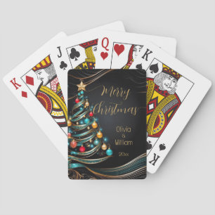 modern christmas tree personalised  playing cards