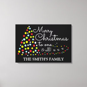 Modern Christmas Tree, Personalized Family Name Ca Canvas Print