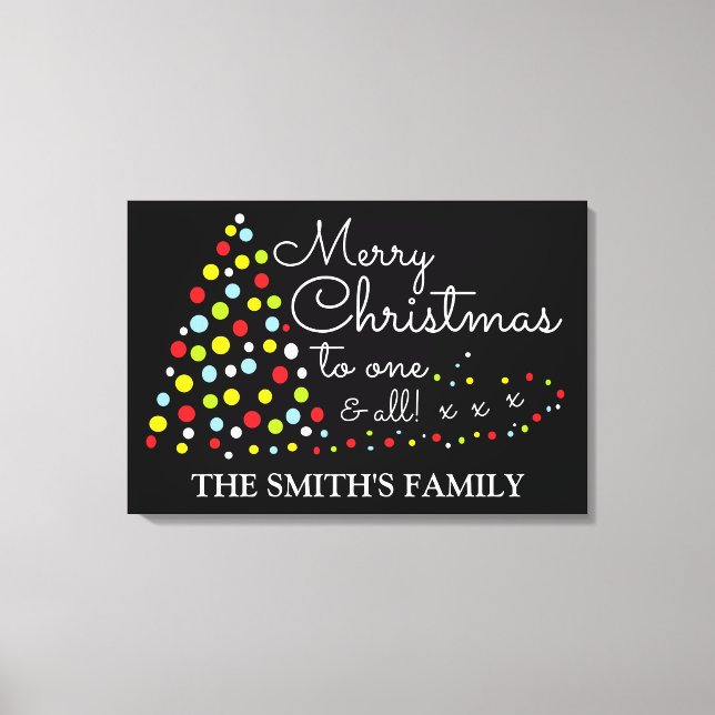 Modern Christmas Tree, Personalized Family Name Ca Canvas Print (Front)