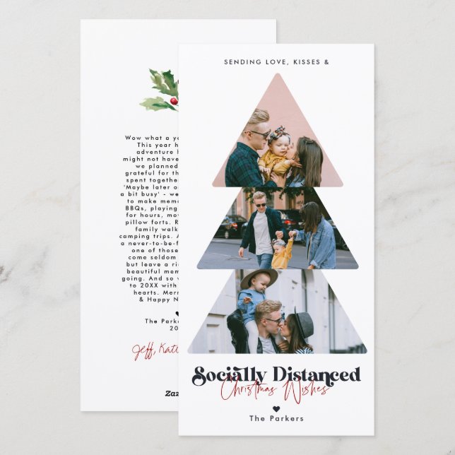 Modern Christmas Tree Photo Collage Holiday (Front/Back)