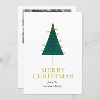 Modern Christmas Tree Photo Personalized Holiday Card