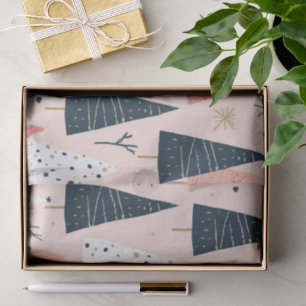Modern Christmas Tree pink, black white Tissue Paper