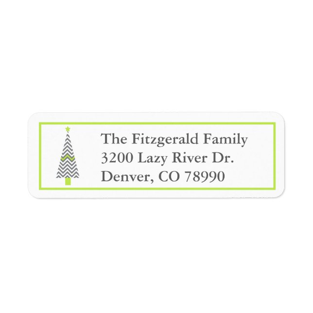 Modern Christmas Tree Return Address Label (Front)