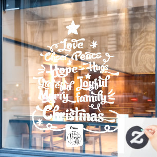 Modern Christmas tree sayings  typography logo Window Cling