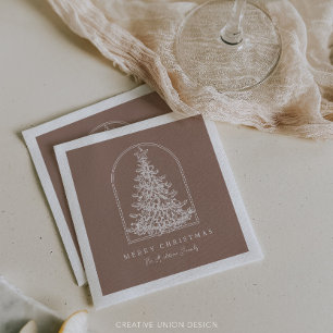 Modern Christmas Tree Sketch Arch Boho Holiday Napkin
