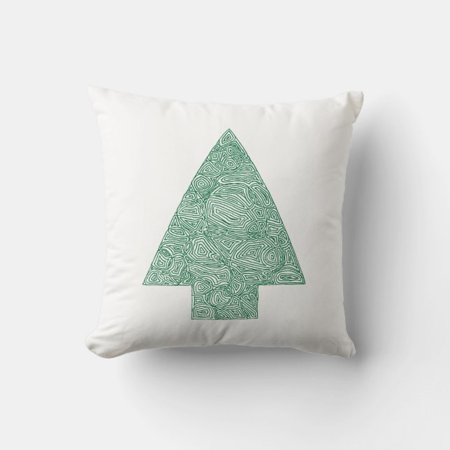 Modern Christmas Tree Throw Pillow (Front)