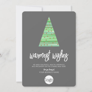 Modern Christmas Tree - watercolor script Business Holiday Card