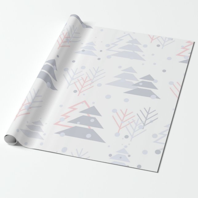 Modern Christmas Tree Wrapping Paper (Unrolled)