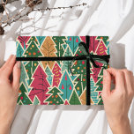 Modern Christmas tree wrapping paper in pattern<br><div class="desc">A design featuring colourful Christmas tree in pattern. This is a modern design featuring forest trees,  perfect for wrapping all holiday gift.</div>