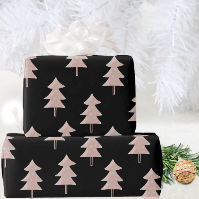 Modern Christmas Tree Wrapping Paper – Trendy Boho (Creator Uploaded)