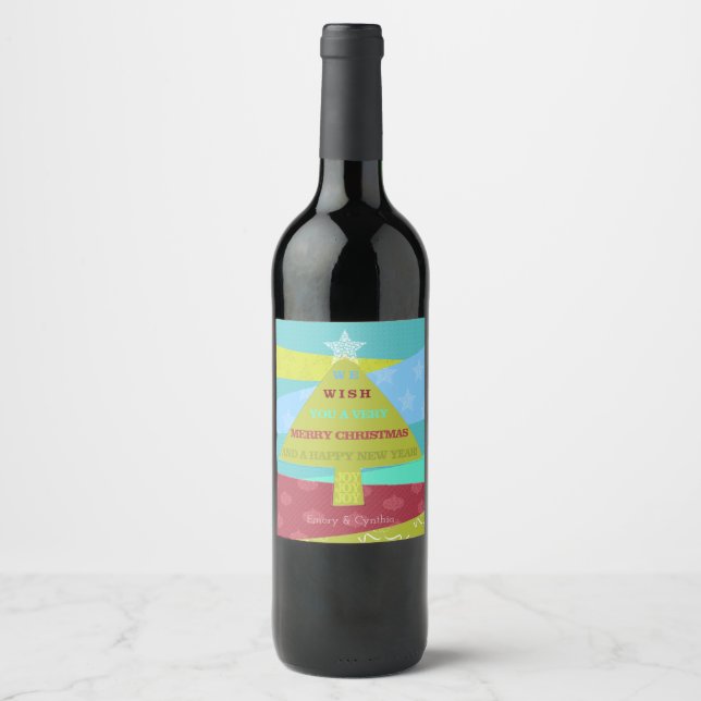 Modern Christmas Tree, You Personalize Wine Labels (Front)