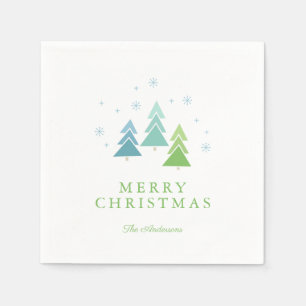 Modern Christmas Trees and Snowflakes Napkin
