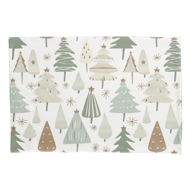 Modern Christmas Trees brown pattern Pillowcase (Front)
