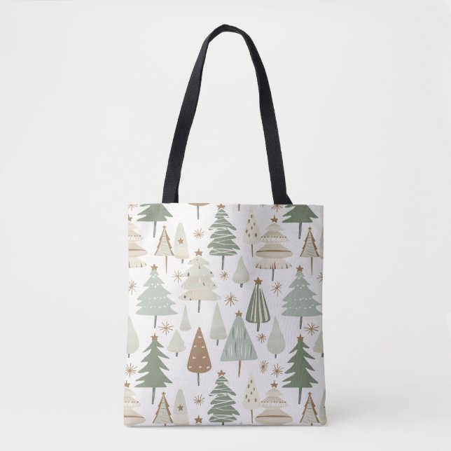 Modern Christmas Trees brown pattern Tote Bag (Front)